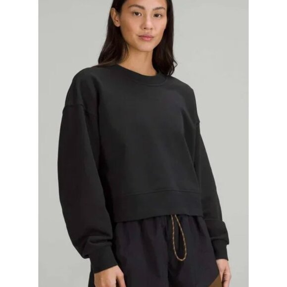 🎉 EUC Lululemon Perfectly Oversized Cropped Crew French Terry, Size 8 - Picture 2 of 8